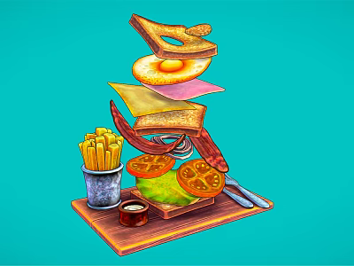 Modern Food Cartoon Food 3d model Modern Food Cartoon Food 3d model