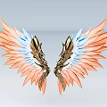 Gorgeous Flying Animal Featuring Golden Orange Gradient Wings With Blue Accents And Metallic Texture