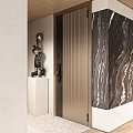 Modern Metal Security Door Design With Marble Wall And Sculpture Decoration