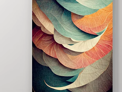 Contemporary Abstract Painting With Flowing Leaf Like Patterns And Vibrant Colors 3d model
