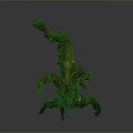 Unique Artistic Tree Sculpture With Twisted Trunk And Green Brown Branches