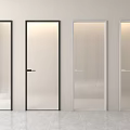 Modern Flush Doors With Various Glass Designs And Black White Frames 3d model