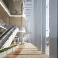 Modern Lobby Reception Desk Design With Glass Curtain Wall And Green Plants