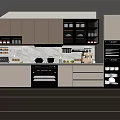 Modern Kitchen Interior With White Cabinets Oven Refrigerator And Tile Backsplash 3d model
