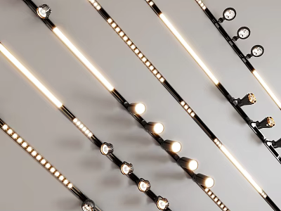Downlights and Spotlights Various Modern Designs with LED Strip and Bulb for Interior Lighting 3d model