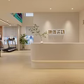 Modern Fitness Center Interior With Reception Desk Workout Equipment And Green Plants For Workout Space