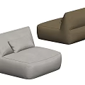Two Modern Fabric Lazy Sofa In Light Gray And Brown Tones 3d model