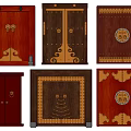 Chinese style door double door 3d model