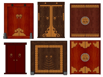 Chinese style door double door 3d model