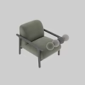 Modern Single Sofa With Light Green Upholstery And Dark Wood Armrests