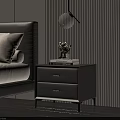 Modern Gray Nightstand With Two Drawers Books Figurine And Hanging Lamp
