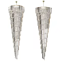 Elegant Cone Shaped Crystal Chandeliers With Tiered Layers And Gold Accents For Home Decor