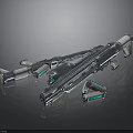 Futuristic Sci Fi Gun Weapon With Blue Accents And Mechanical Parts