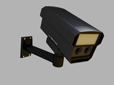 Outdoor Black Projection Monitoring Surveillance Camera With Mounted Bracket And Dual Lenses 3d model