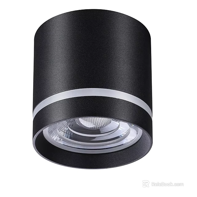 Modern Black Metal Downlight Spotlight With Silver Accent And Transparent Shade Design 3d model 
