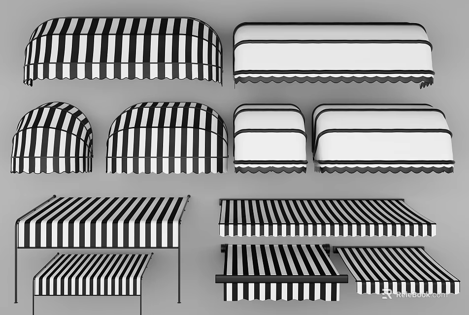 Modern Shower Sauna Design Featuring Various Styles And Black White Patterns 3d model 