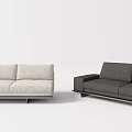 Modern Two Seater Sofas in Light Beige and Dark Gray with Minimalist Design 3d model