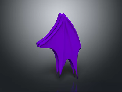 Purple Wing Shaped Decorative Component Detailed 3D Model Design with Smooth Curves and Modern Aesthetic 3d model