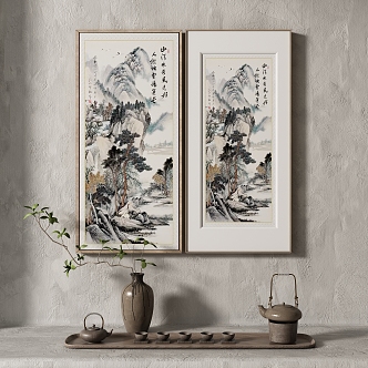 New Chinese Landscape Painting Texture Decoration Painting Italian Minimalist Middle Ages 3d model