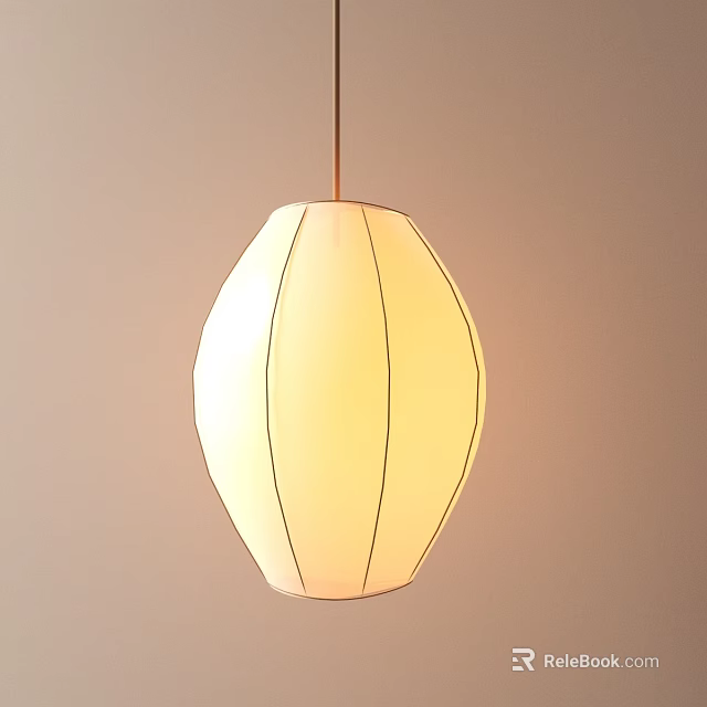 Modern Minimalist Hanging Paper Lantern With Soft Warm Glow For Interior Decor 3d model 