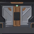 Futuristic Sci Fi Door Design With Metallic Frame Wooden Strips And Green Indicator Light
