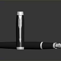 Elegant Metallic Fountain Pens With Shiny Finish Standing And Lying On Sleek Surface