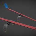 Dual Parallel Red Fitness Bars With Blue Seats And Metal Components Design