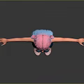 Woman with pink hair and blue sportswear in white sneakers arms outstretched 3D character