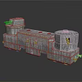 Gray Industrial Mechanical Structure Featuring Cylindrical Parts Wheeled Base And Concrete Texture