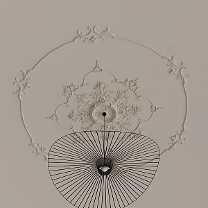 French carved line lamp panel 3d model