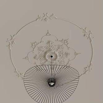 French carved line lamp panel 3d model