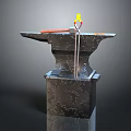 Traditional Blacksmith Anvil On Sturdy Base With Hammer And Tongs