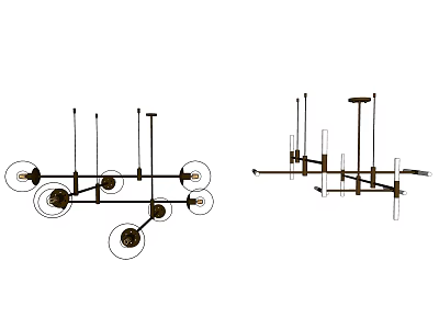 Modern Chandelier Design With Metal Frame And Multiple Bulb Structure 3d model