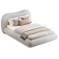 Modern Curved Headboard Bed With Soft Pillows And Neutral Tones Bedding Design