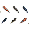 Industrial Equipment Mechanical Parts with Various Colors Arranged Neatly in Rows