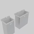 Two Stainless Steel Industrial Equipment With Faucets And Cabinets Sleek Design