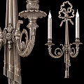 Ornate Classic Metal Wall Lamp With Intricate Carvings And Candle Holders