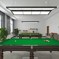 Indoor Sports Fitness Space With Green Felt Billiard Tables And Natural Light