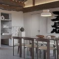 Elegant Traditional Chinese Living And Dining Room With Natural Solid Wood Ceiling Interior Design