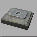 Simple Square Concrete Base Structure With Sunken Center And Small Green Plants