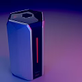 Industrial Equipment Featuring Hexagonal Top Blue Body Red Lines Indicators Bottom Interfaces And Gradient Background