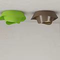 Two Cream Colored And Wooden Ceiling Lights Lit On Gray Ceiling