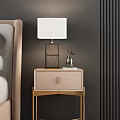 Leather bed bedside table combination 3d model