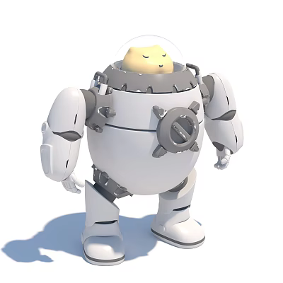 Cute Robot Amusement Equipment With White Body And Yellow Head 3d model Cute Robot Amusement Equipment With White Body And Yellow Head 3d model