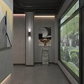 Modern Office Interior With Open Layout Wooden Shelves Desk Chairs And Decorative Art