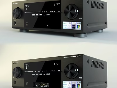Black Audio Amplifier With Knobs Display Screen Control Panel And Ports 3d model