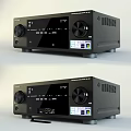 Black Audio Amplifier With Knobs Display Screen Control Panel And Ports