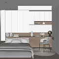 Minimalist Tatami Bedroom Interior With Tatami Bed Desk And Storage Cabinets
