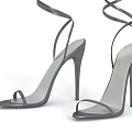 Fashionable Women's Gray High Heel Shoes With Cross Strappy Straps Design