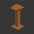 Wooden Lectern With Cylindrical Stand Square Base And Polished Inclined Top